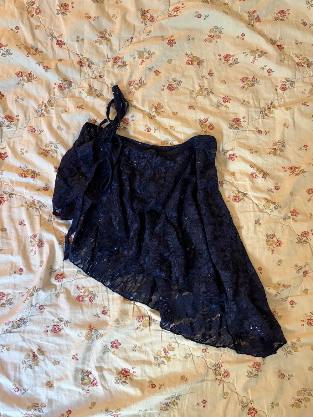 Navy Lace and Sequinned Ballet Wrap Skirt